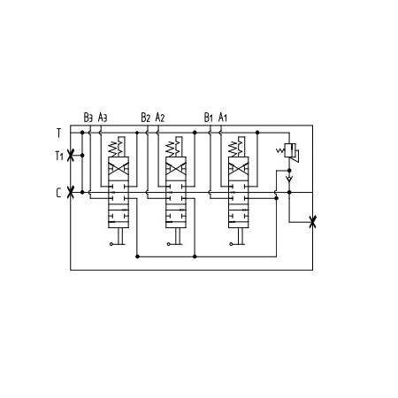 ROZDZIELACZ HYDR. 3 SEKCJE 40L 3x ZATRZASK DWUSTRONNY